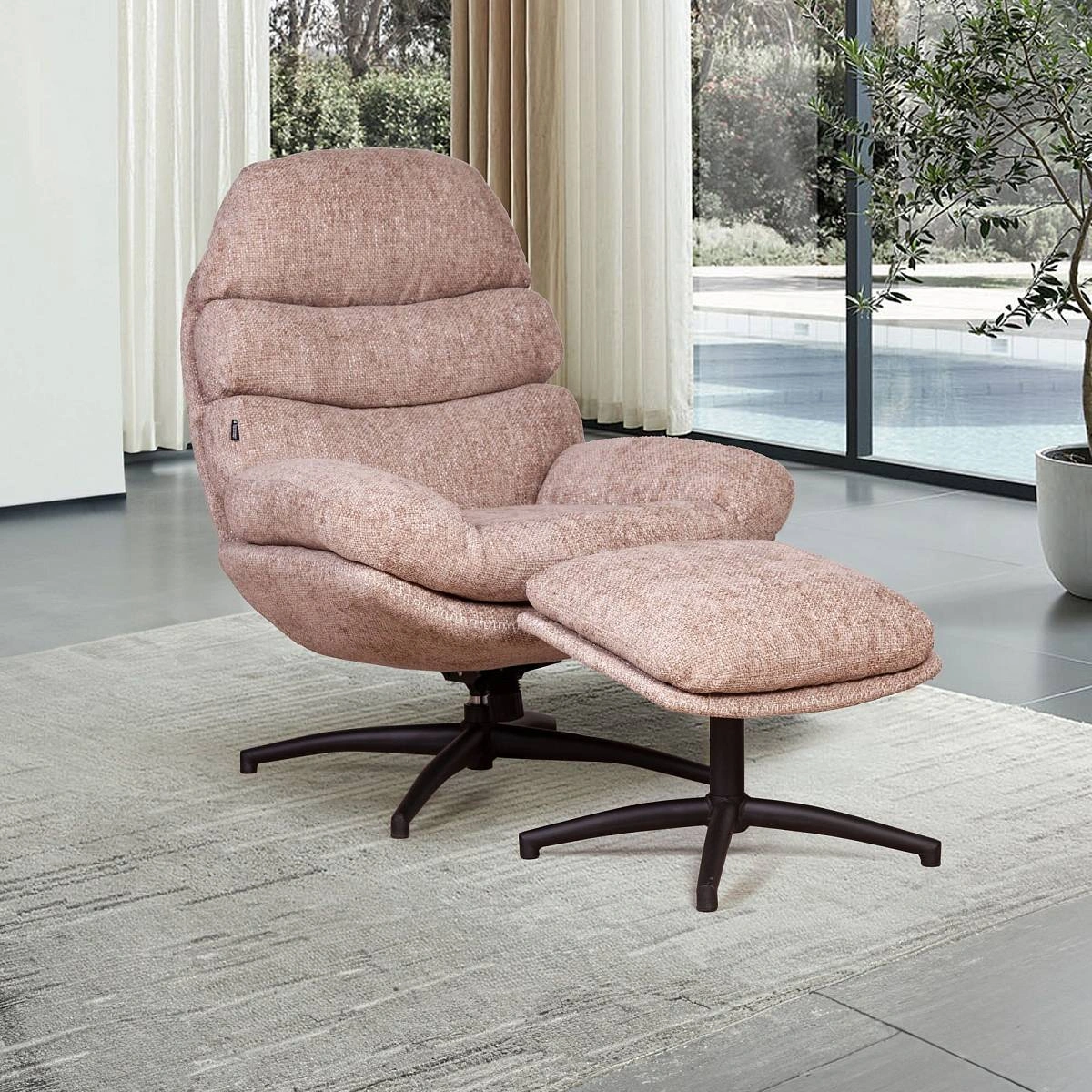 Кресло качалка с оттоманкой Sven, бежевый изображение Кресло качалка с оттоманкой Sven, бежевый фото