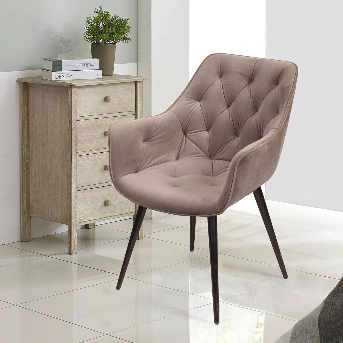 Стул Archi поворотный 90 градусов, функция возврата, антишум, бархат бежевый 5, опора конус изображение Стул Archi поворотный 90 градусов, функция возврата, антишум, бархат бежевый 5, опора конус фото