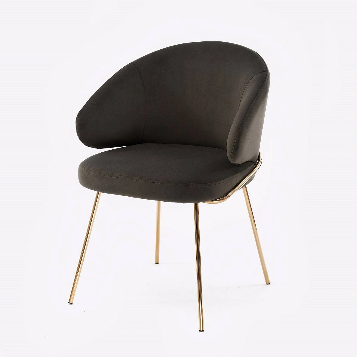 Стул с подлокотниками Garda, микровелюр графит, опоры золото изображение Стул с подлокотниками Garda, микровелюр графит, опоры золото фото
