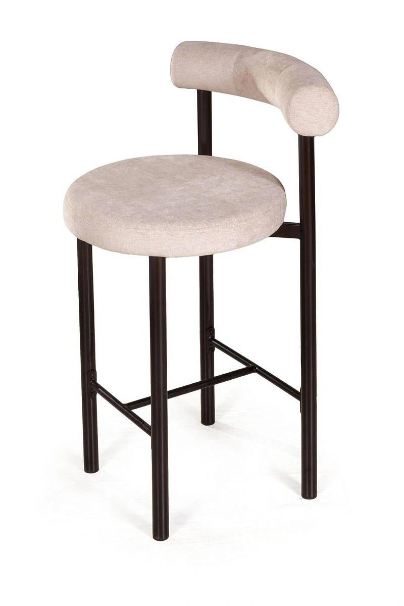 Стул полубарный Biggi, шенилл Puffy beige / опоры черные изображение Стул полубарный Biggi, шенилл Puffy beige / опоры черные фото