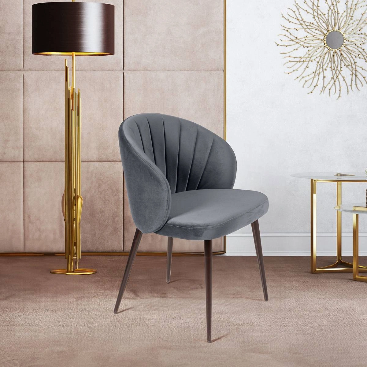 Стул Mont Blanc, бархат светло-серый 26 / черный конус изображение Стул Mont Blanc, бархат светло-серый 26 / черный конус фото