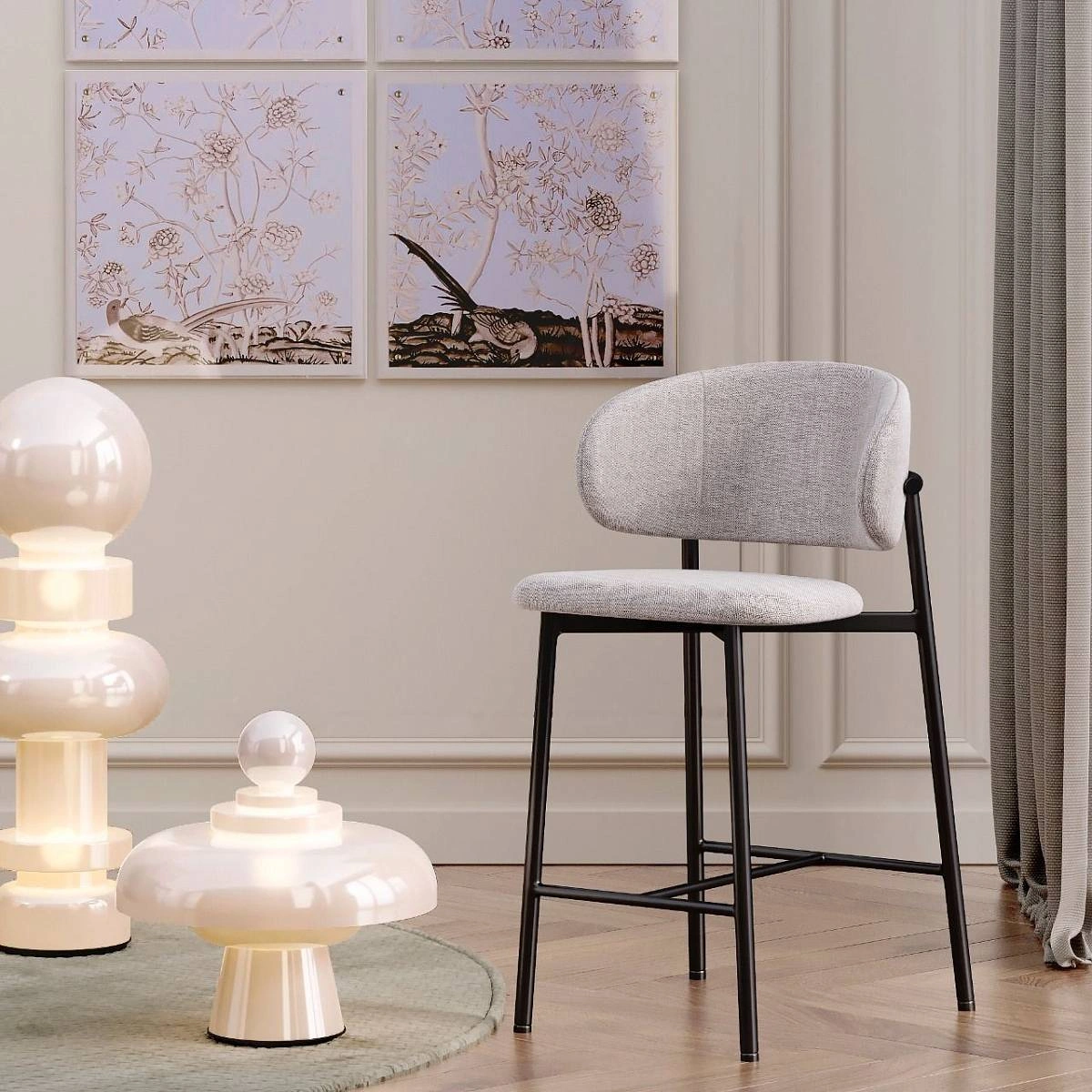 Стул полубарный Adele, рогожка wellton 912, серый изображение Стул полубарный Adele, рогожка wellton 912, серый фото