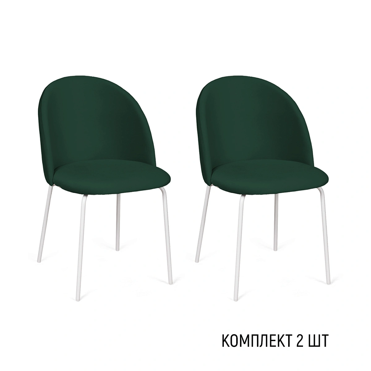 Стул Норд, комплект (2 шт), бархат зеленый 19 / опора белая фото