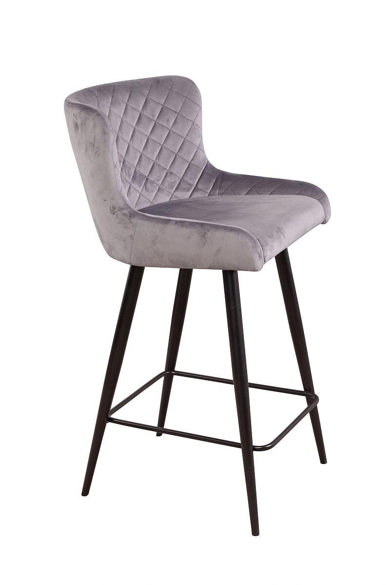 Стул полубарный JAZZ ромб, бархат серый 27/черный конус изображение Стул полубарный JAZZ ромб, бархат серый 27/черный конус фото