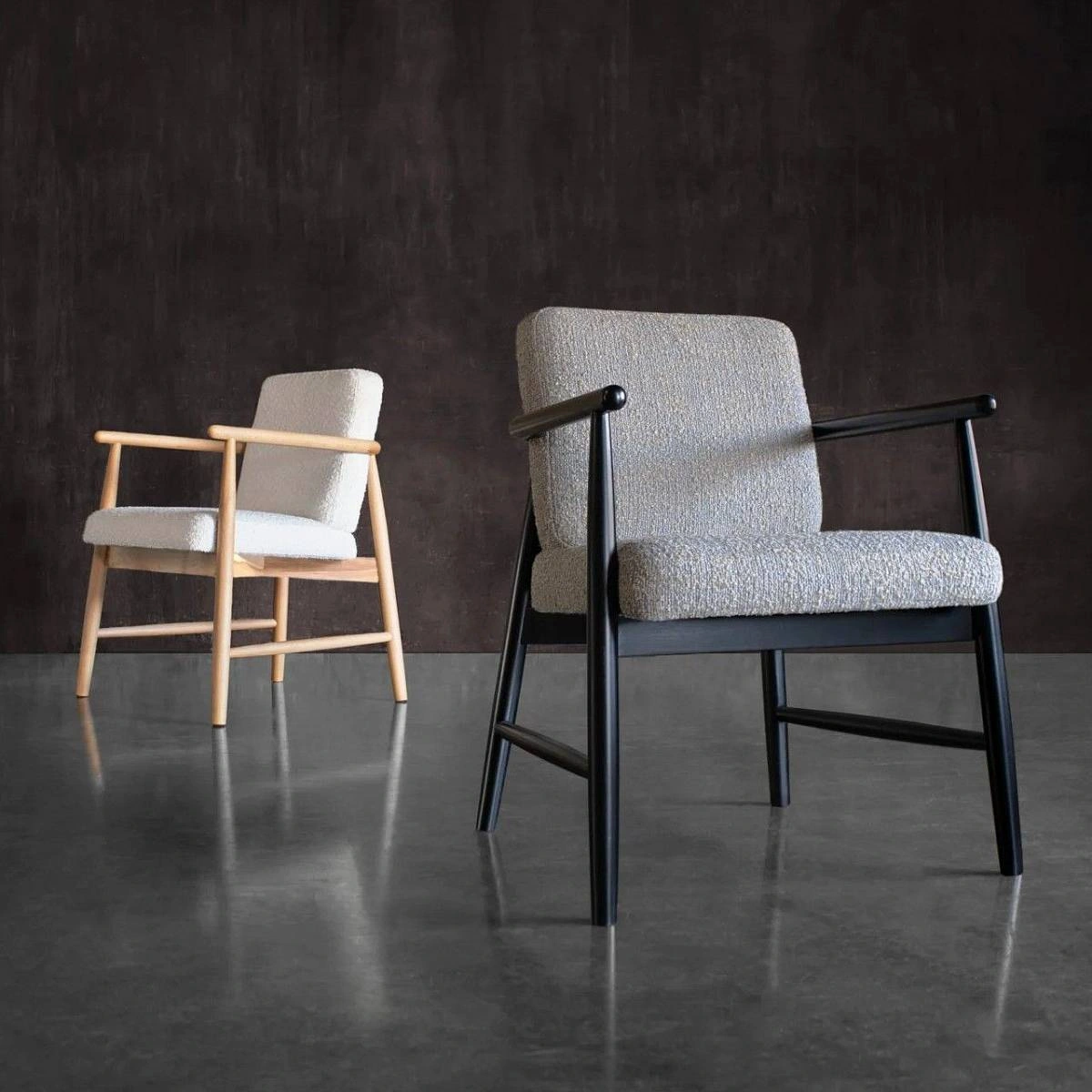 Полукресло Бион, бук лак натуральный, букле белый фото