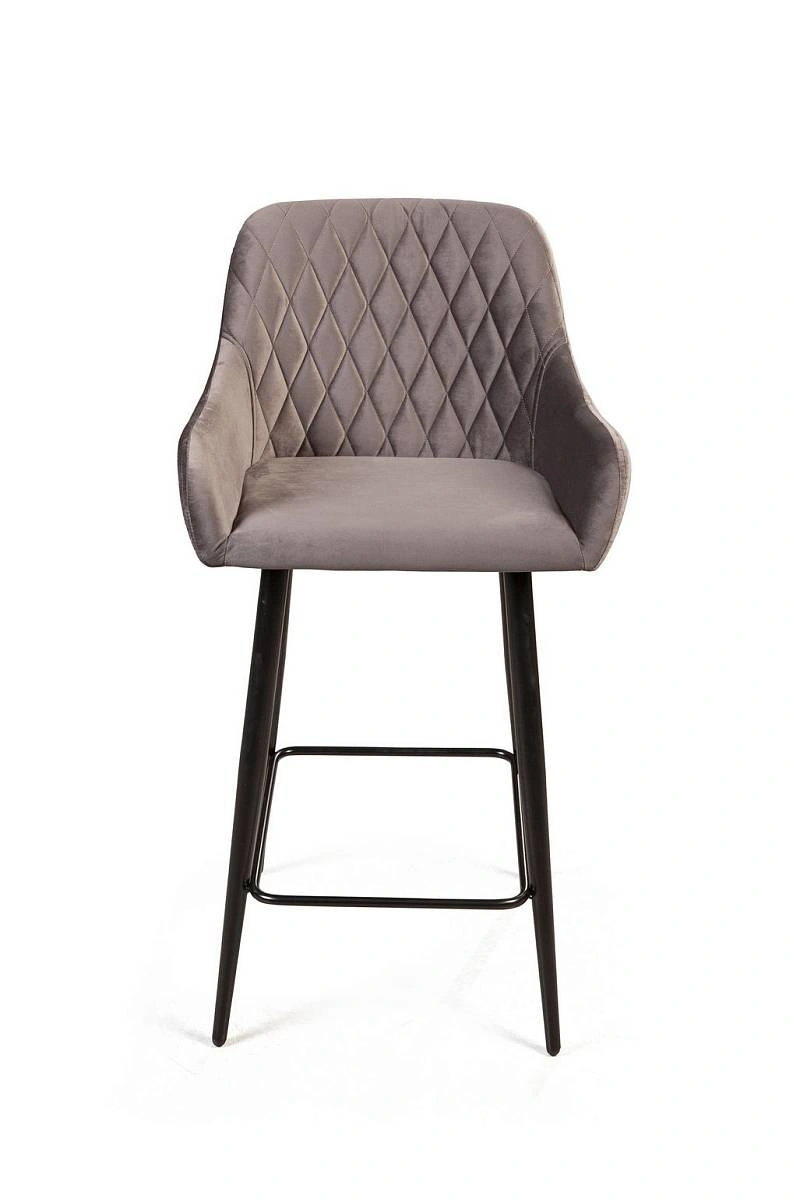 Стул полубарный Robert поворотный 360 градусов, бархат светло-серый 26 фото