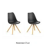 Стул Kado X, (комплект 2 шт), пластик черный / опоры дерево