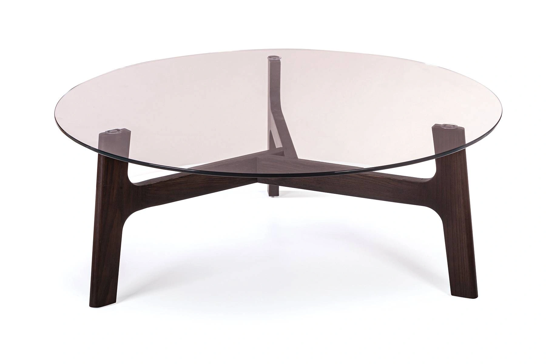 Журнальный столик Woddy D900 массив + стекло / опоры горький шоколад изображение Журнальный столик Woddy D900 массив + стекло / опоры горький шоколад фото