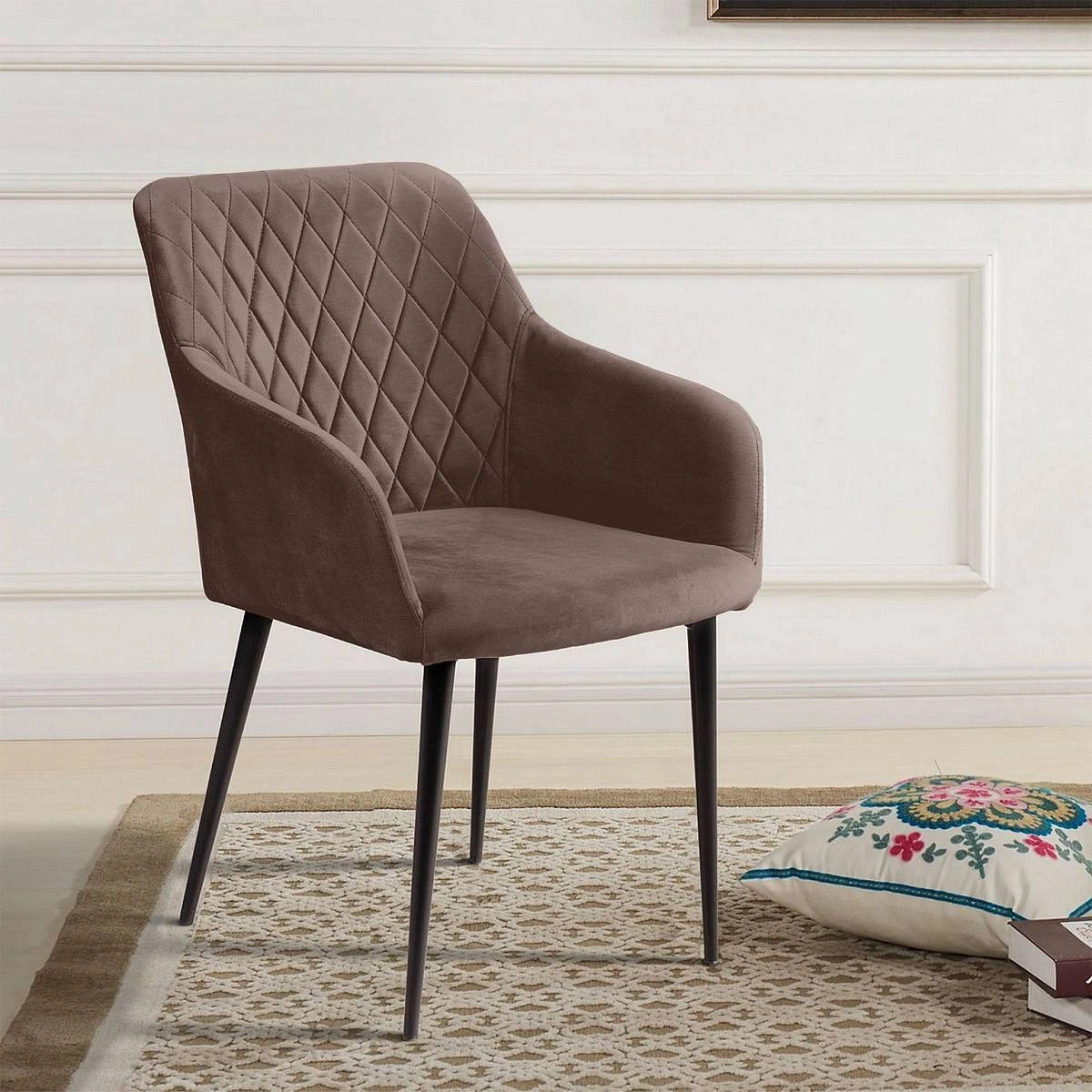 Стул с подлокотниками Robert, бархат коричневый 12 изображение Стул с подлокотниками Robert, бархат коричневый 12 фото