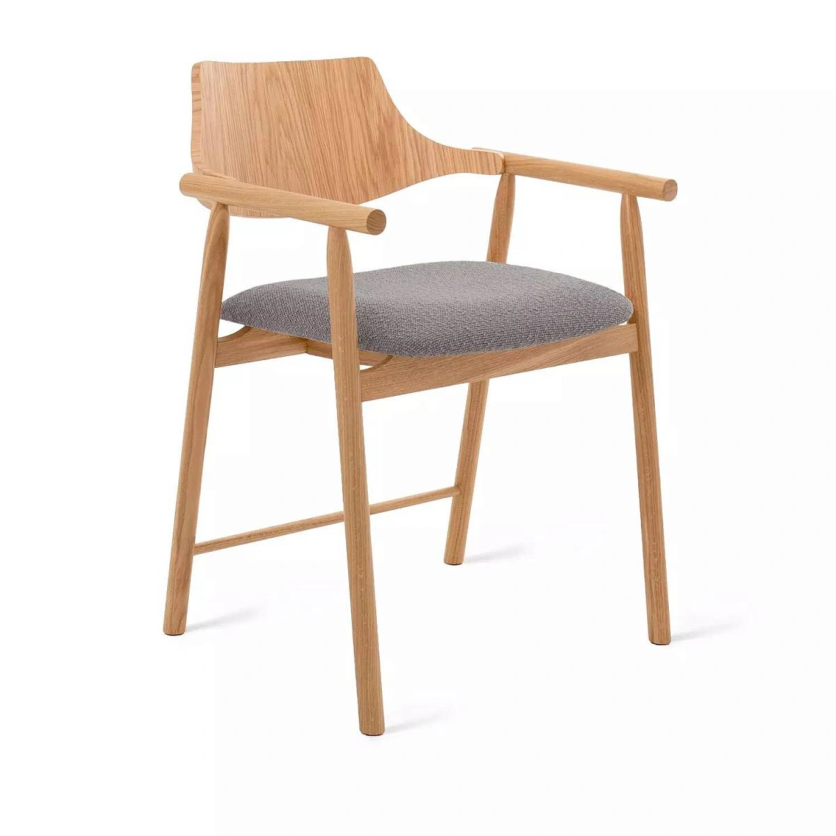 Стул с подлокотниками Viggo, дуб натуральный, ткань, серый изображение Стул с подлокотниками Viggo, дуб натуральный, ткань, серый фото