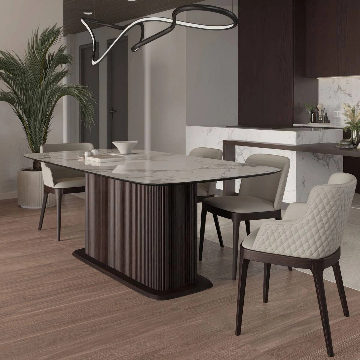 Стол прямоугольный Denver 230, керамика глянцевая, опора дерево изображение Стол прямоугольный Denver 230, керамика глянцевая, опора дерево фото