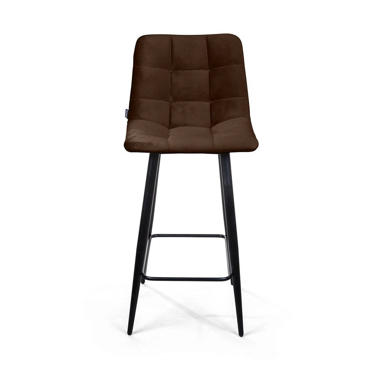 Стул полубарный UNO, бархат коричневый 12/ чёрный конус изображение Стул полубарный UNO, бархат коричневый 12/ чёрный конус фото