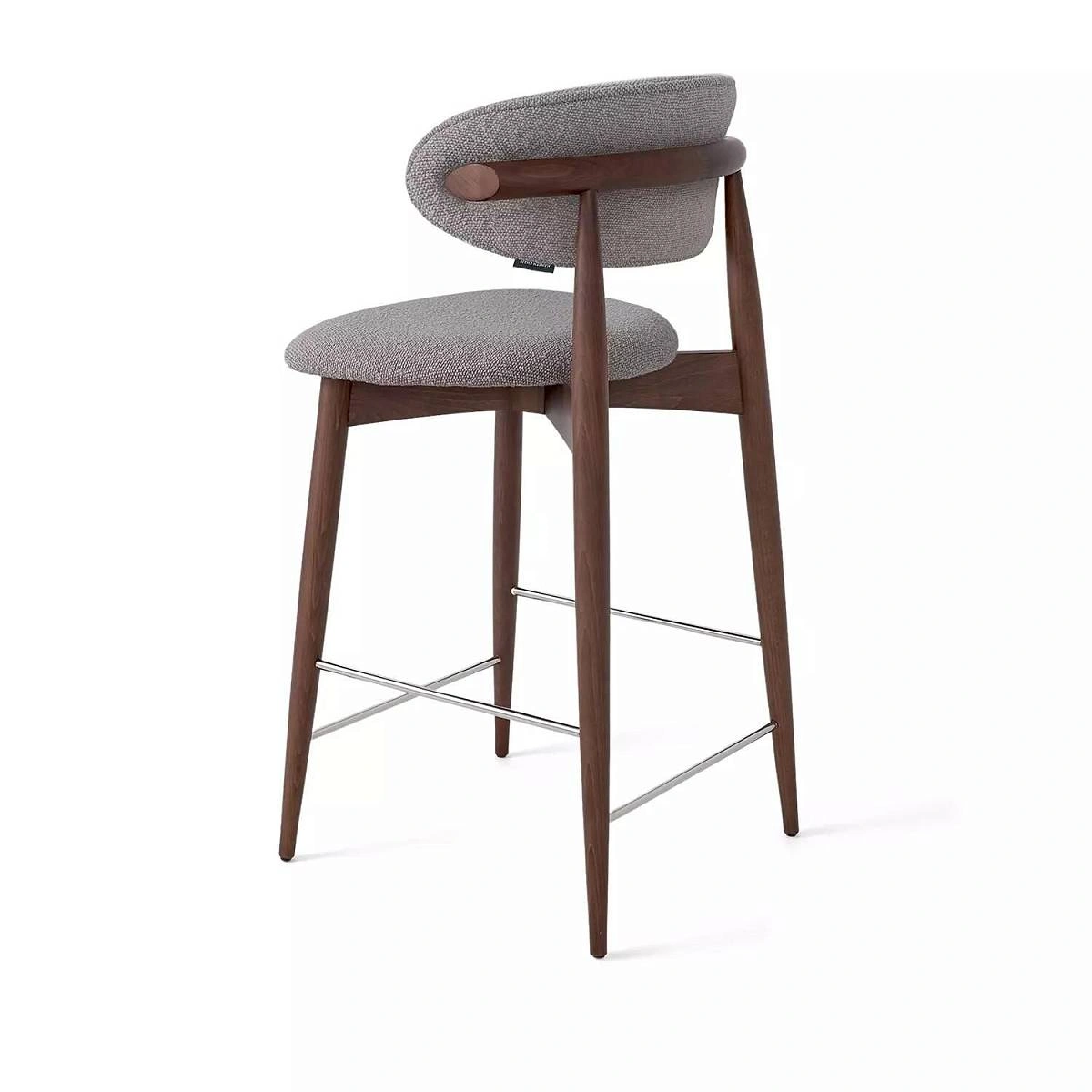 Стул полубарный Paolo, бук натуральный (тонированный коричневым лаком), ткань, пепельно-бежевый изображение Стул полубарный Paolo, бук натуральный (тонированный коричневым лаком), ткань, пепельно-бежевый фото