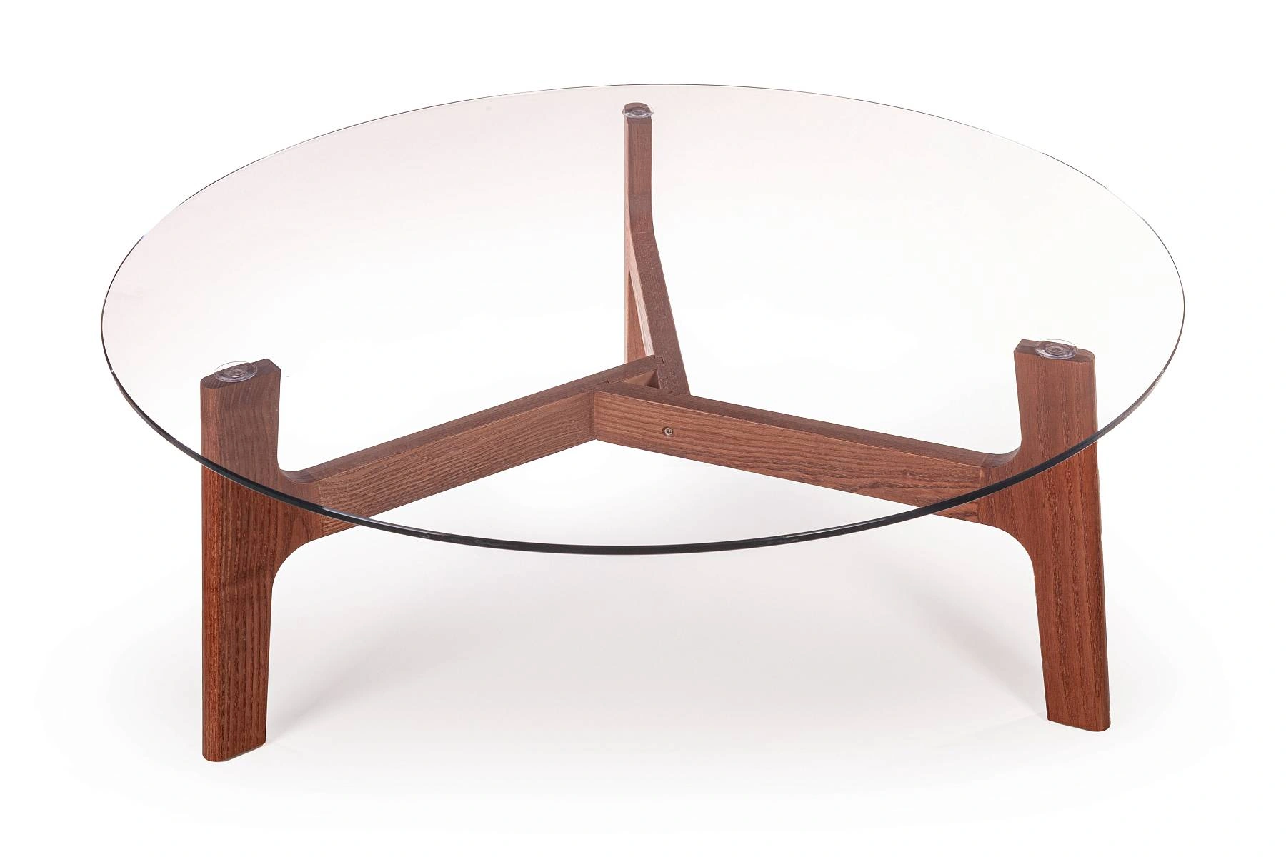 Журнальный столик Woddy D900 массив + стекло / опоры миндаль изображение Журнальный столик Woddy D900 массив + стекло / опоры миндаль фото