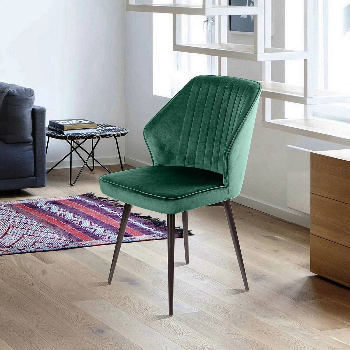 Стул Berg поворотный 360 градусов, комплект (2 шт), бархат зеленый 19/ черный конус изображение Стул Berg поворотный 360 градусов, комплект (2 шт), бархат зеленый 19/ черный конус фото