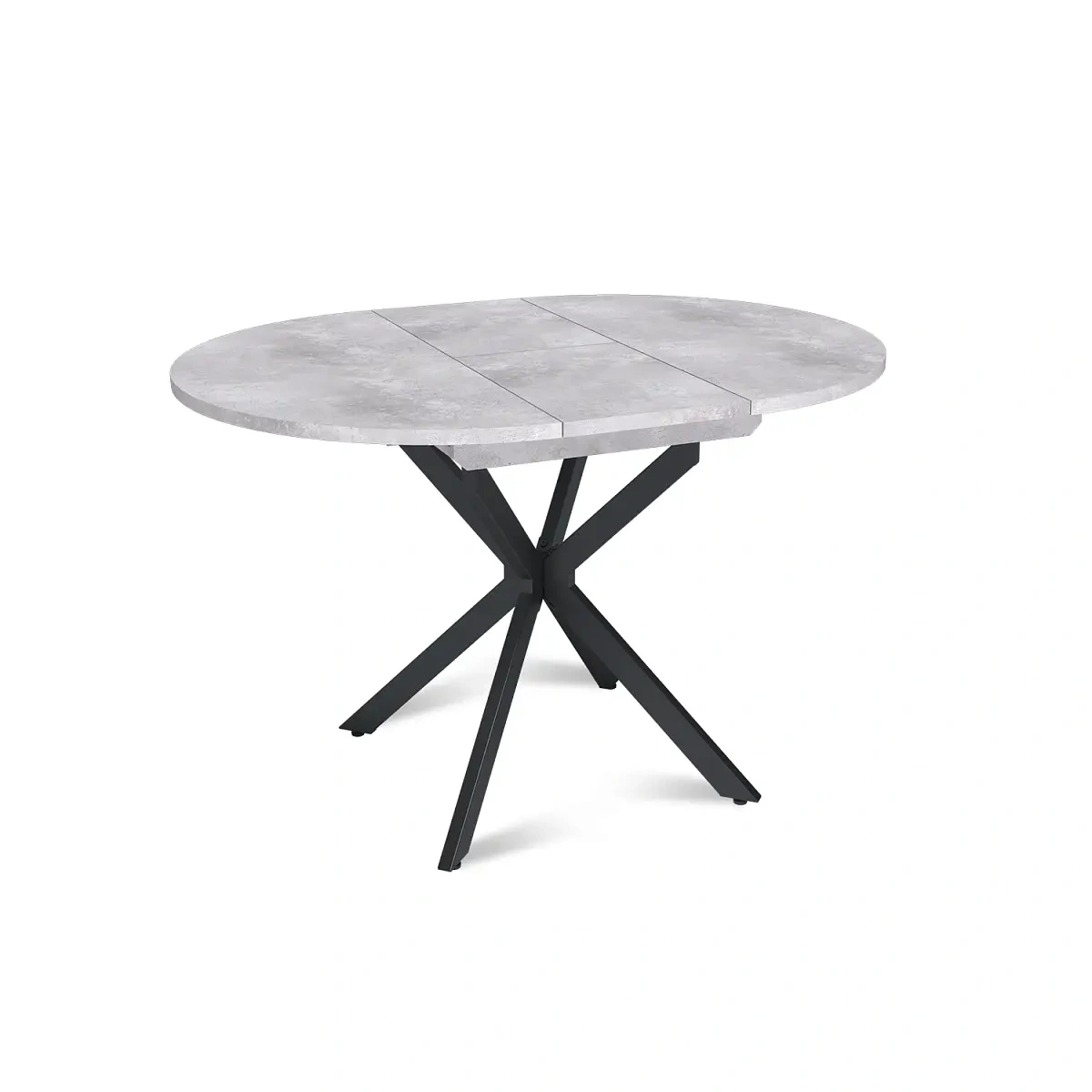 Стол круглый раздвижной Твист (90+30) цемент светлый / опоры черные фото