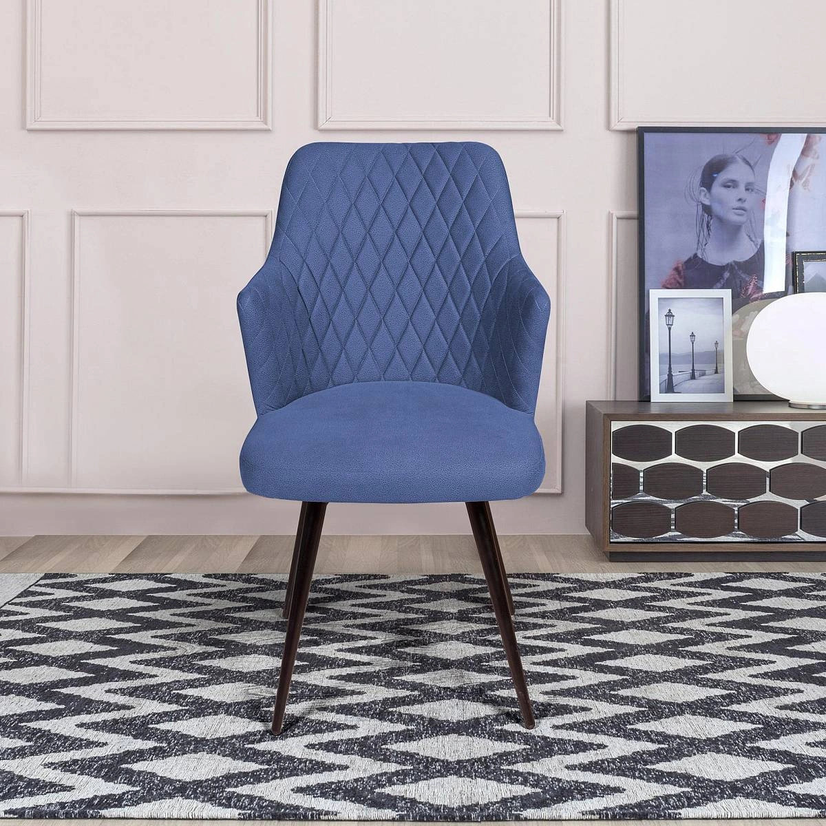 Стул поворотный на 90 градусов, функция возврата, антишум Hunt ромб, бархат синий 29 / чёрный конус изображение Стул поворотный на 90 градусов, функция возврата, антишум Hunt ромб, бархат синий 29 / чёрный конус фото