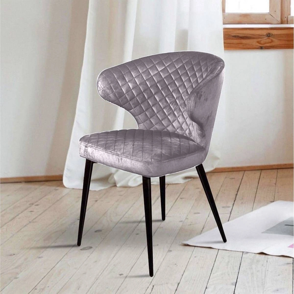 Стул Richard ромб, бархат светло-серый 26 изображение Стул Richard ромб, бархат светло-серый 26 фото