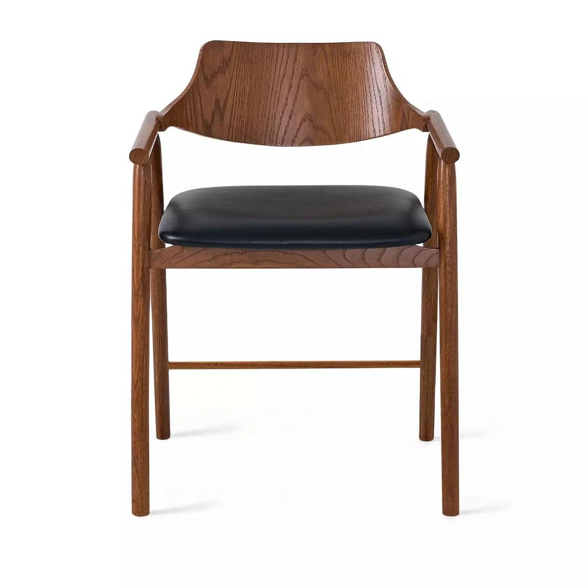 Стул с подлокотниками Viggo, дуб натуральный, кожа, черный изображение Стул с подлокотниками Viggo, дуб натуральный, кожа, черный фото