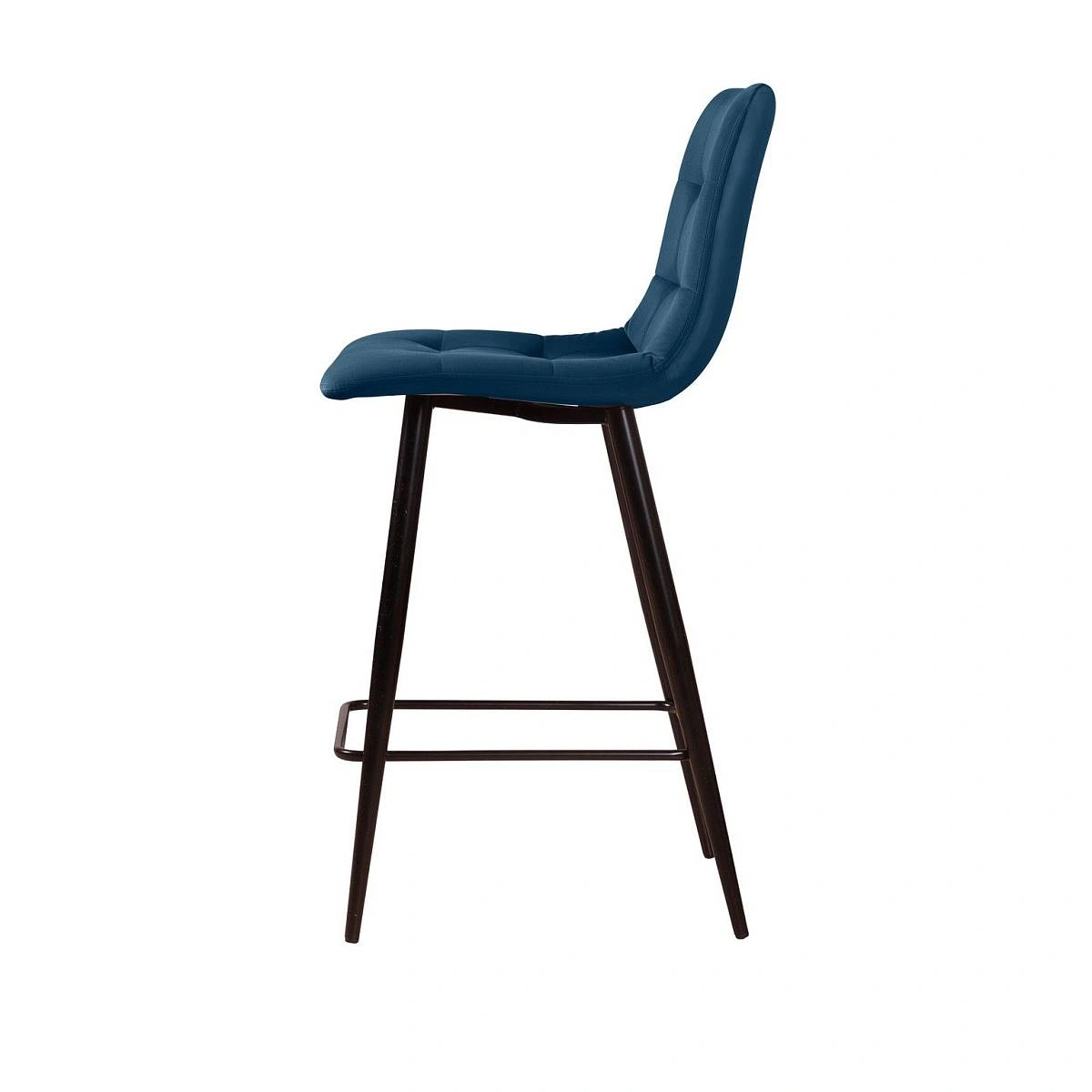 Стул полубарный Уно, комплект (2 шт), бархат синий 29 / чёрный конус фото