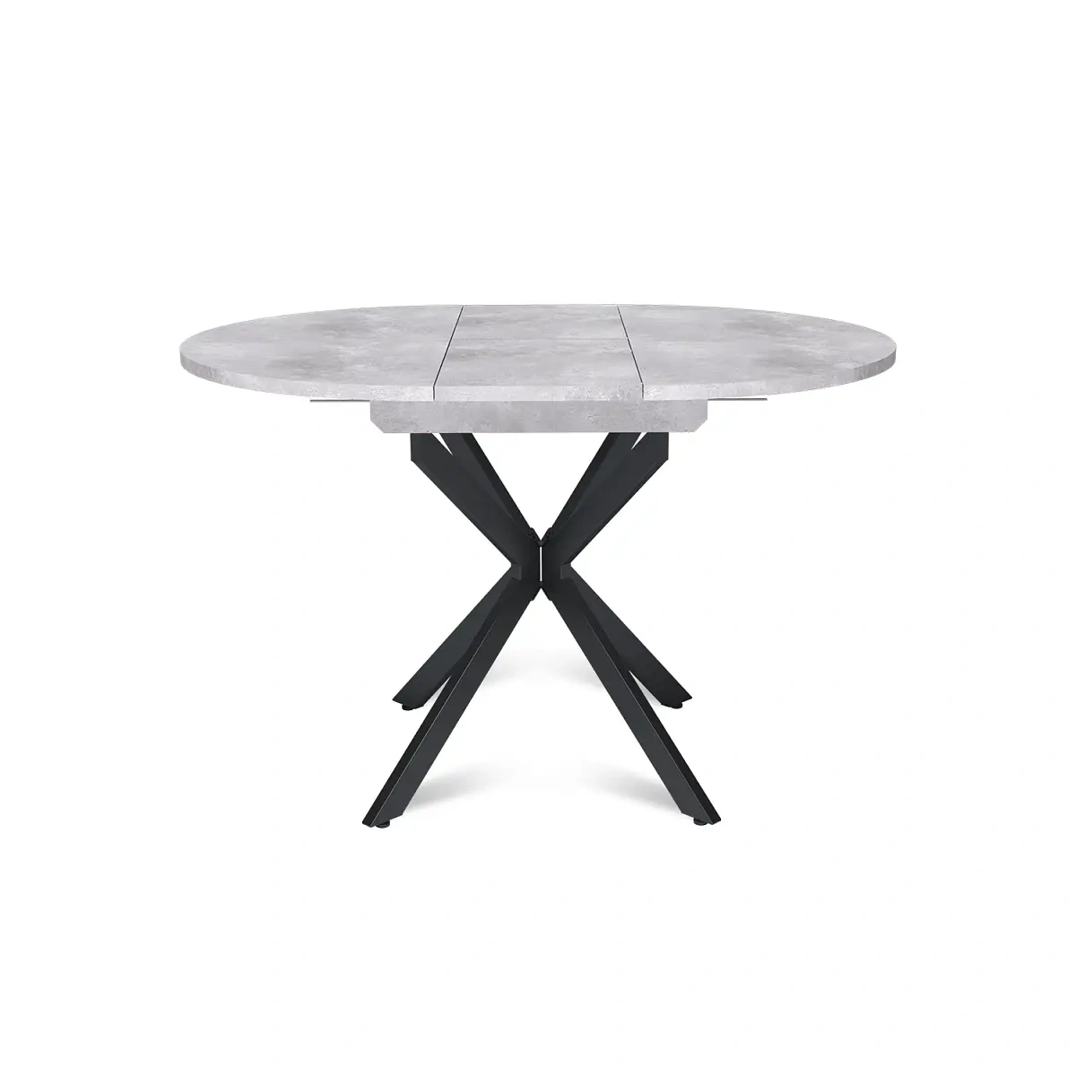 Стол круглый раздвижной Твист (90+30) цемент светлый / опоры черные фото