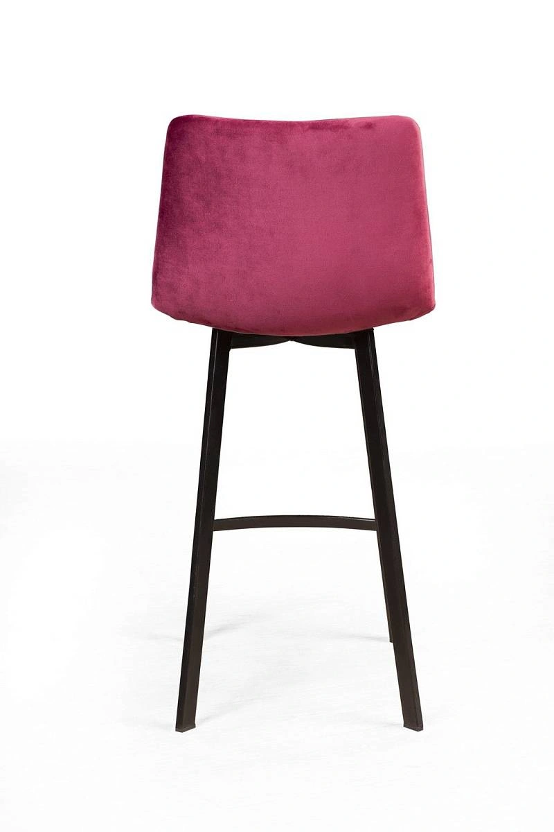 Стул барный UNO, бархат красный 16 new / чёрный профиль изображение Стул барный UNO, бархат красный 16 new / чёрный профиль фото
