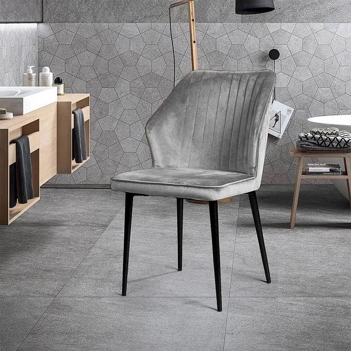 Стул Berg, комплект (4шт), бархат светло-серый 26 изображение Стул Berg, комплект (4шт), бархат светло-серый 26 фото