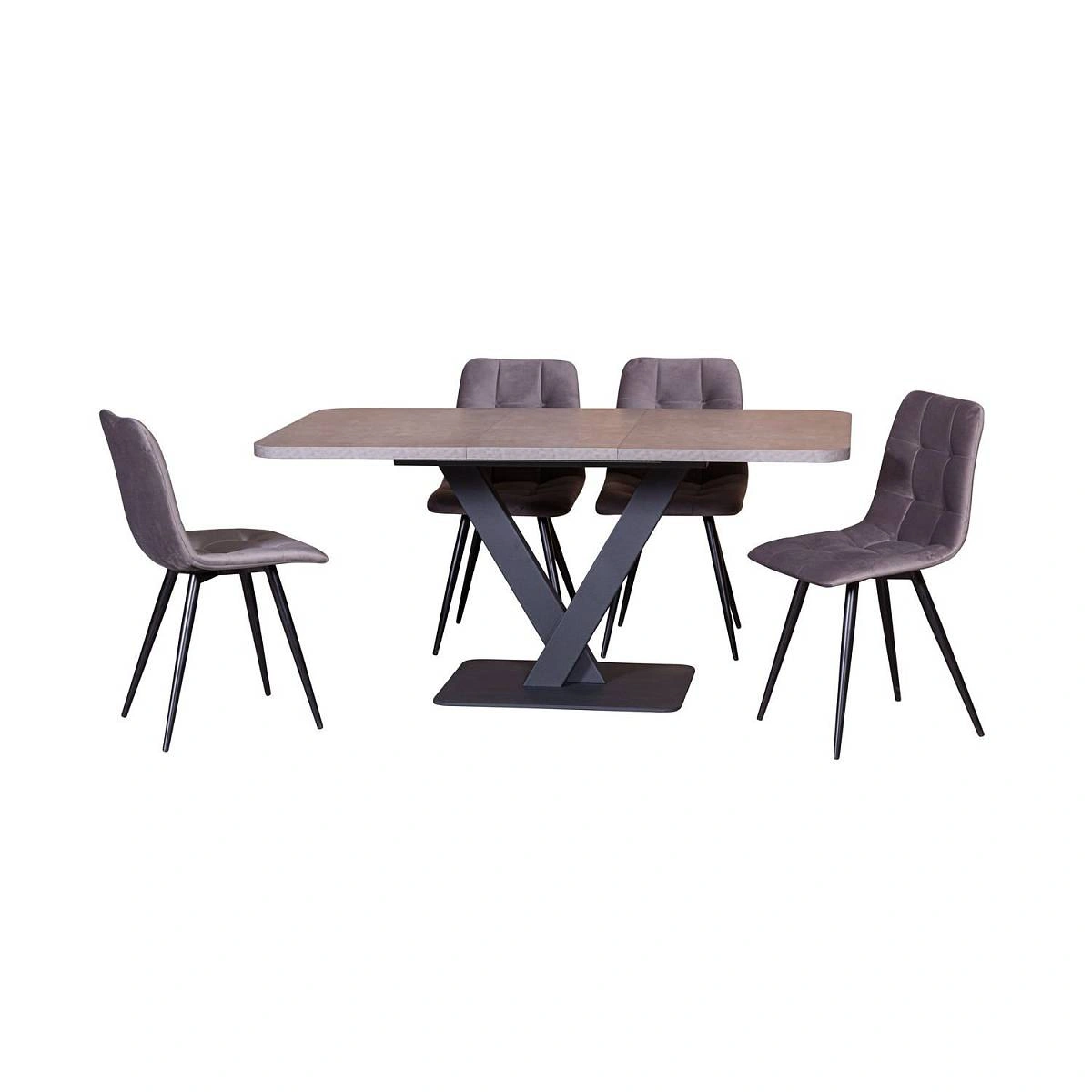 Стол Chester раздвижной (120+40) камень темный, опоры черные изображение Стол Chester раздвижной (120+40) камень темный, опоры черные фото