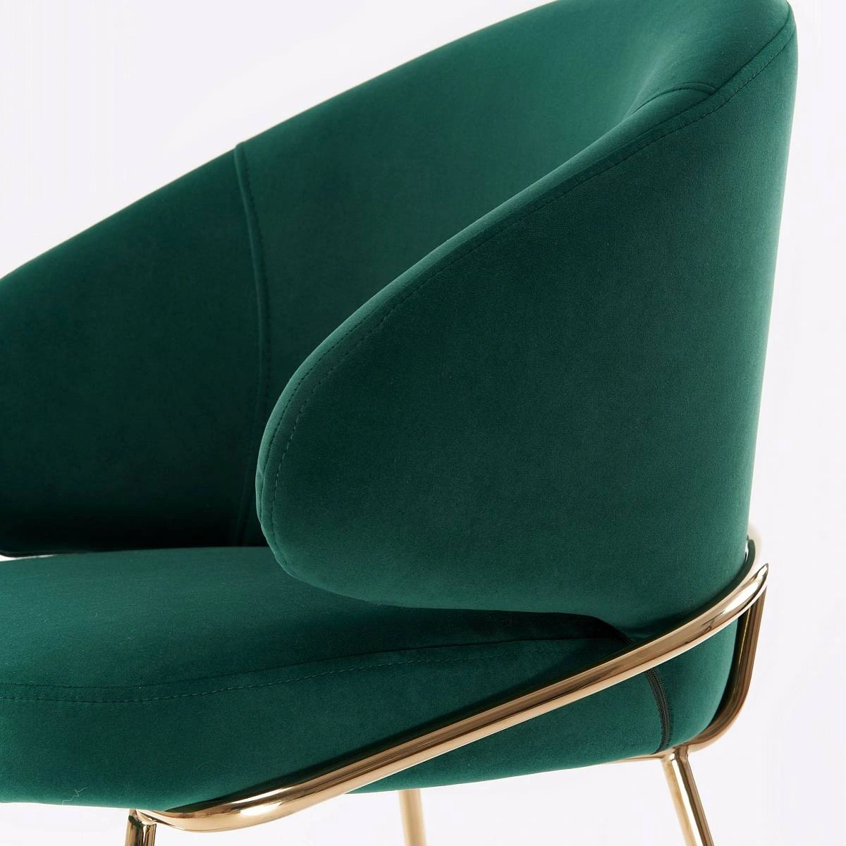 Стул с подлокотниками Garda, микровелюр зеленый, опоры золото фото