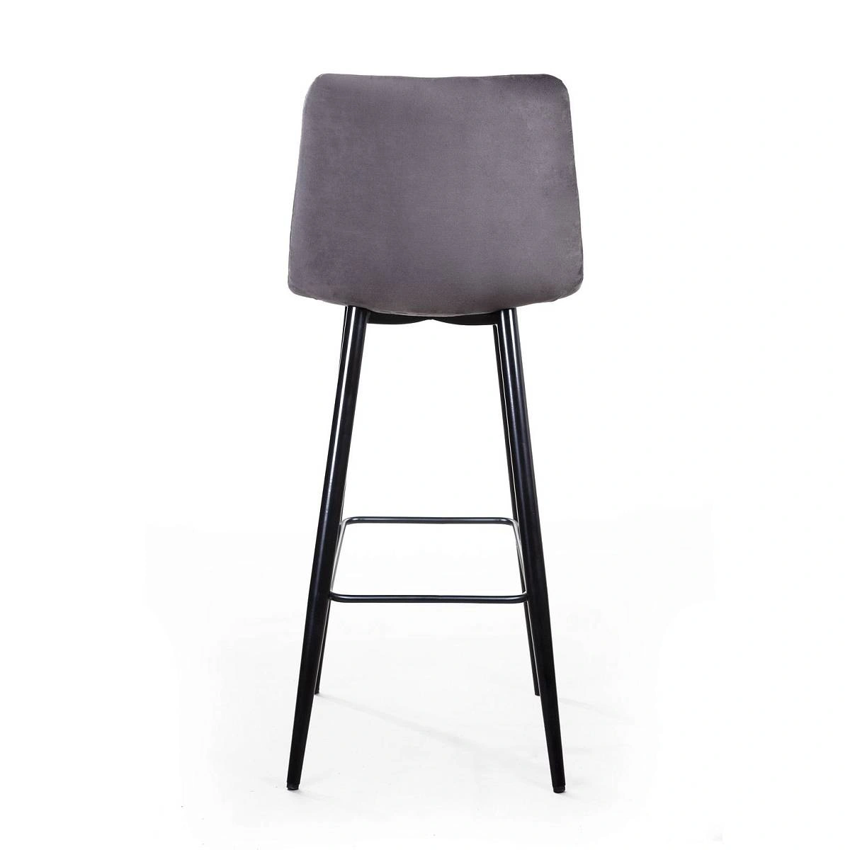 Стул барный UNO, бархат светло-серый 26 / чёрный конус изображение Стул барный UNO, бархат светло-серый 26 / чёрный конус фото