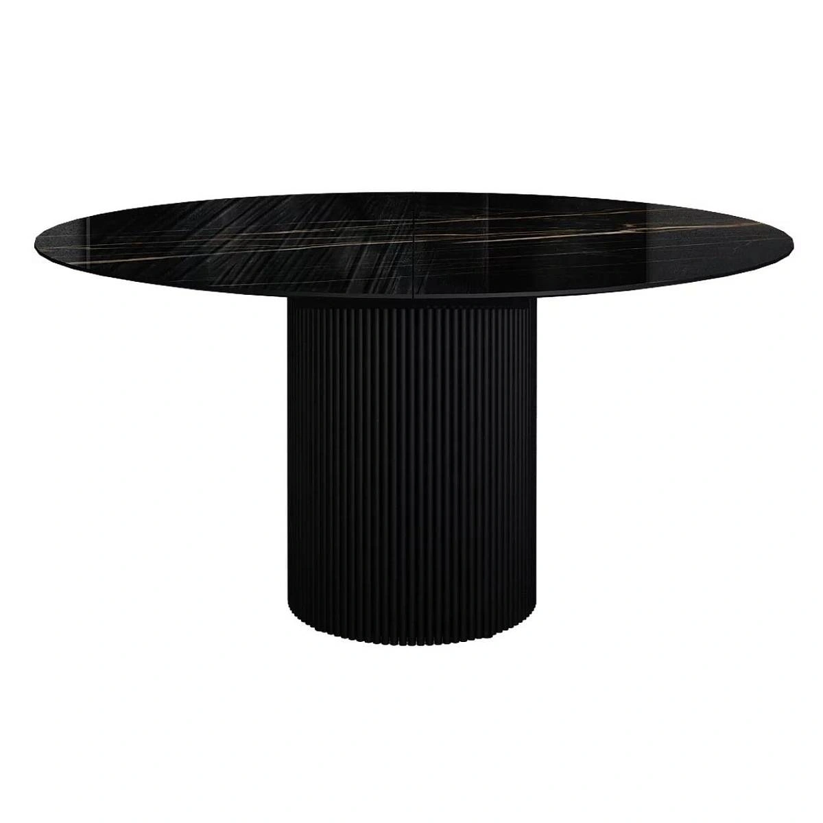 Стол раскладной круглый Nolan 110+40, керамика глянцевая, черная изображение Стол раскладной круглый Nolan 110+40, керамика глянцевая, черная фото