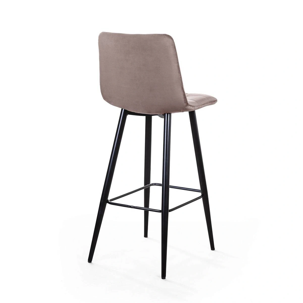 Стул барный UNO, бархат пепельно-бежевый 25 / чёрный конус изображение Стул барный UNO, бархат пепельно-бежевый 25 / чёрный конус фото