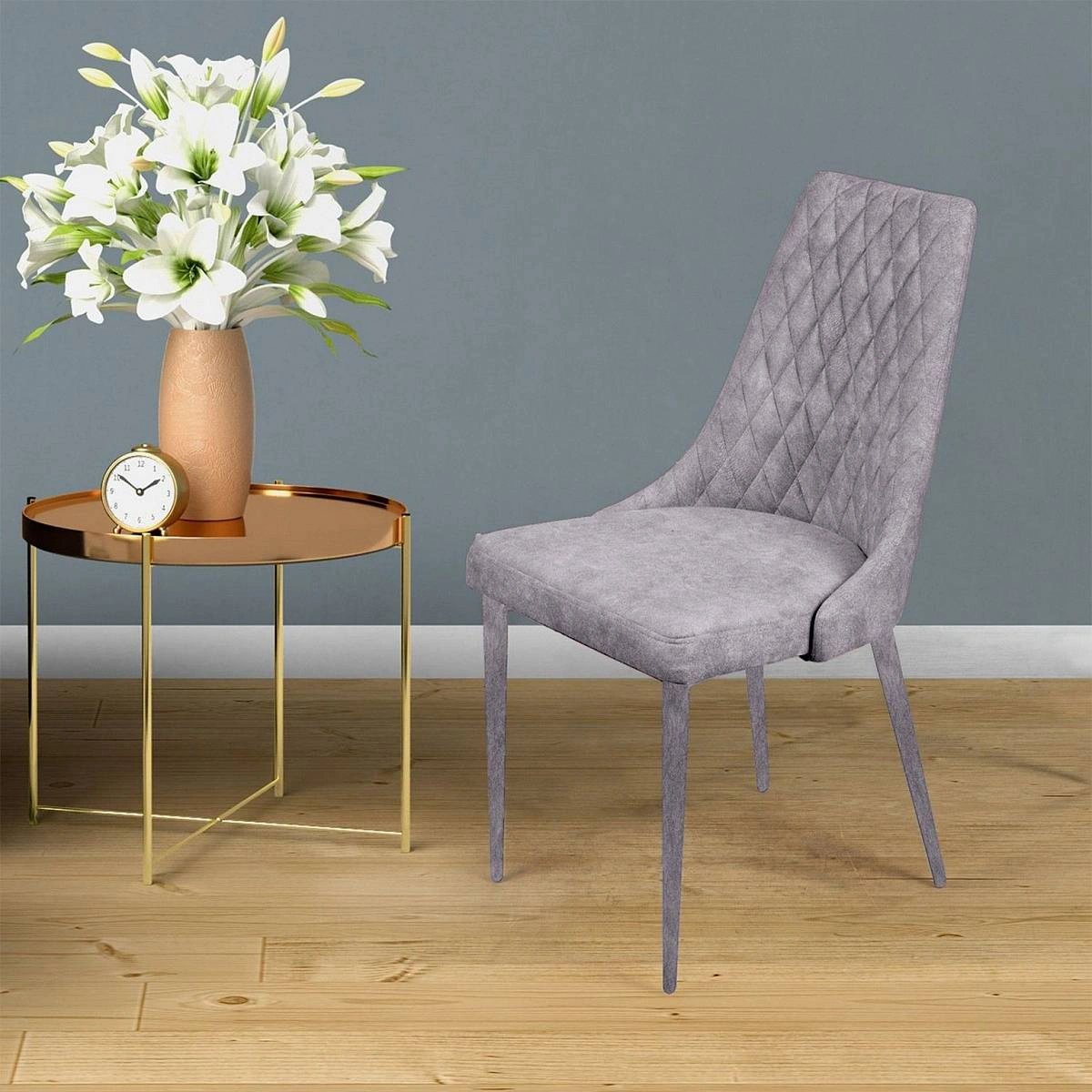 Стул CONNOR LUXE, бархат светло-серый 26/конус изображение Стул CONNOR LUXE, бархат светло-серый 26/конус фото