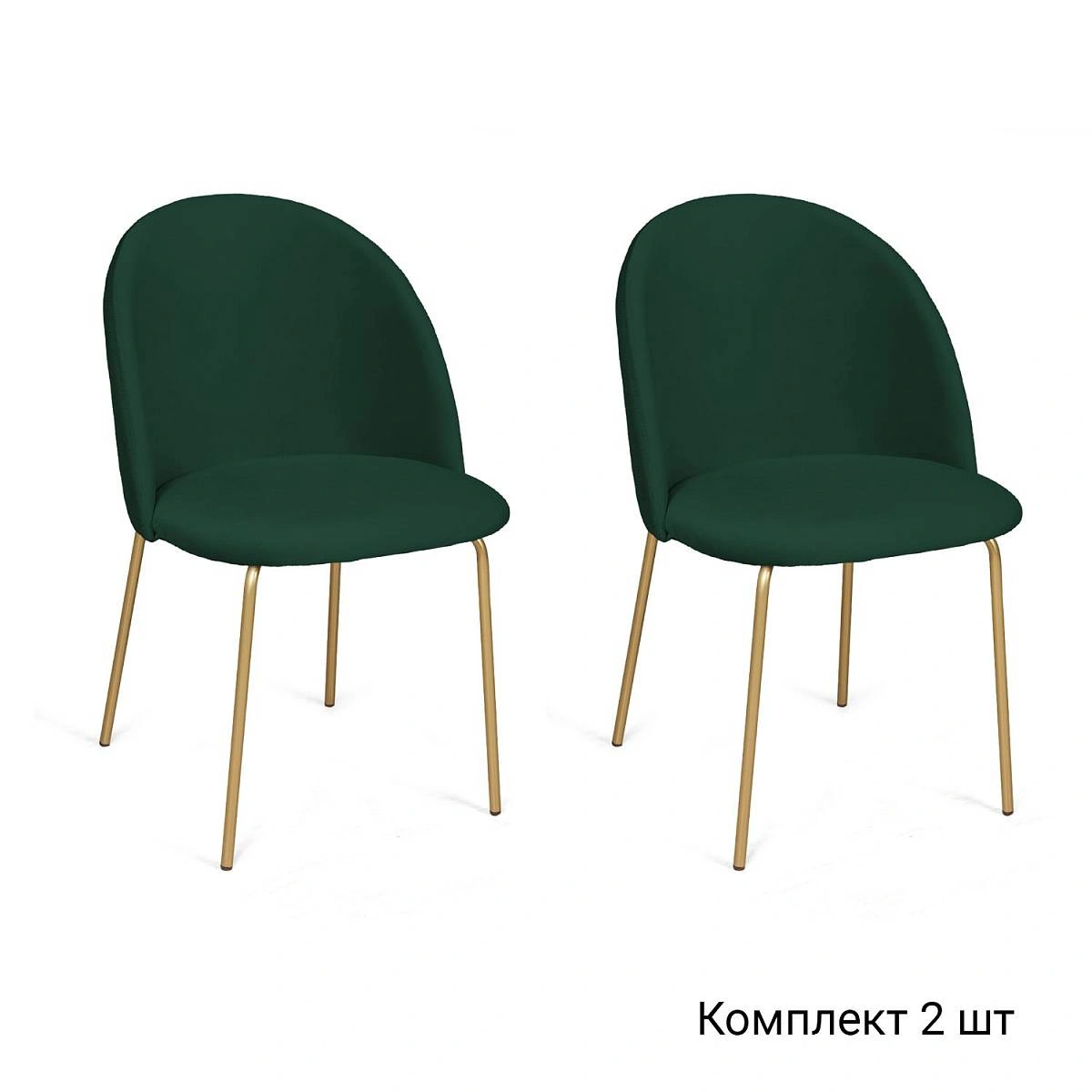 Стул Nord, комплект (2 шт), бархат зеленый 19 / опора золото фото