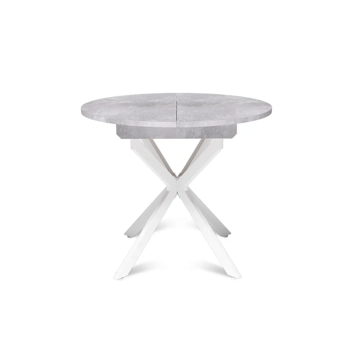 Стол круглый раздвижной Твист (90+30) цемент светлый / опоры белые фото