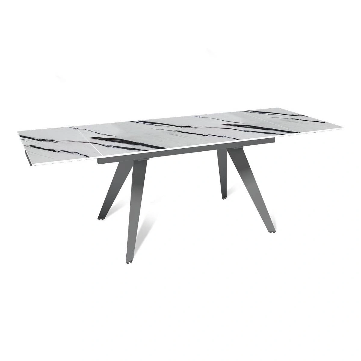 Стол раскладной Rhein (140+40+40), керамика глянцевая Panda White изображение Стол раскладной Rhein (140+40+40), керамика глянцевая Panda White фото