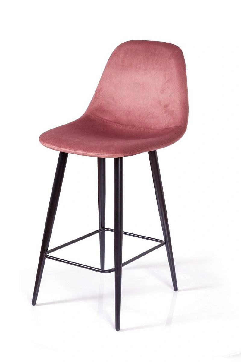 Стул полубарный TED, бархат пудровый 15 /опора конус изображение Стул полубарный TED, бархат пудровый 15 /опора конус фото