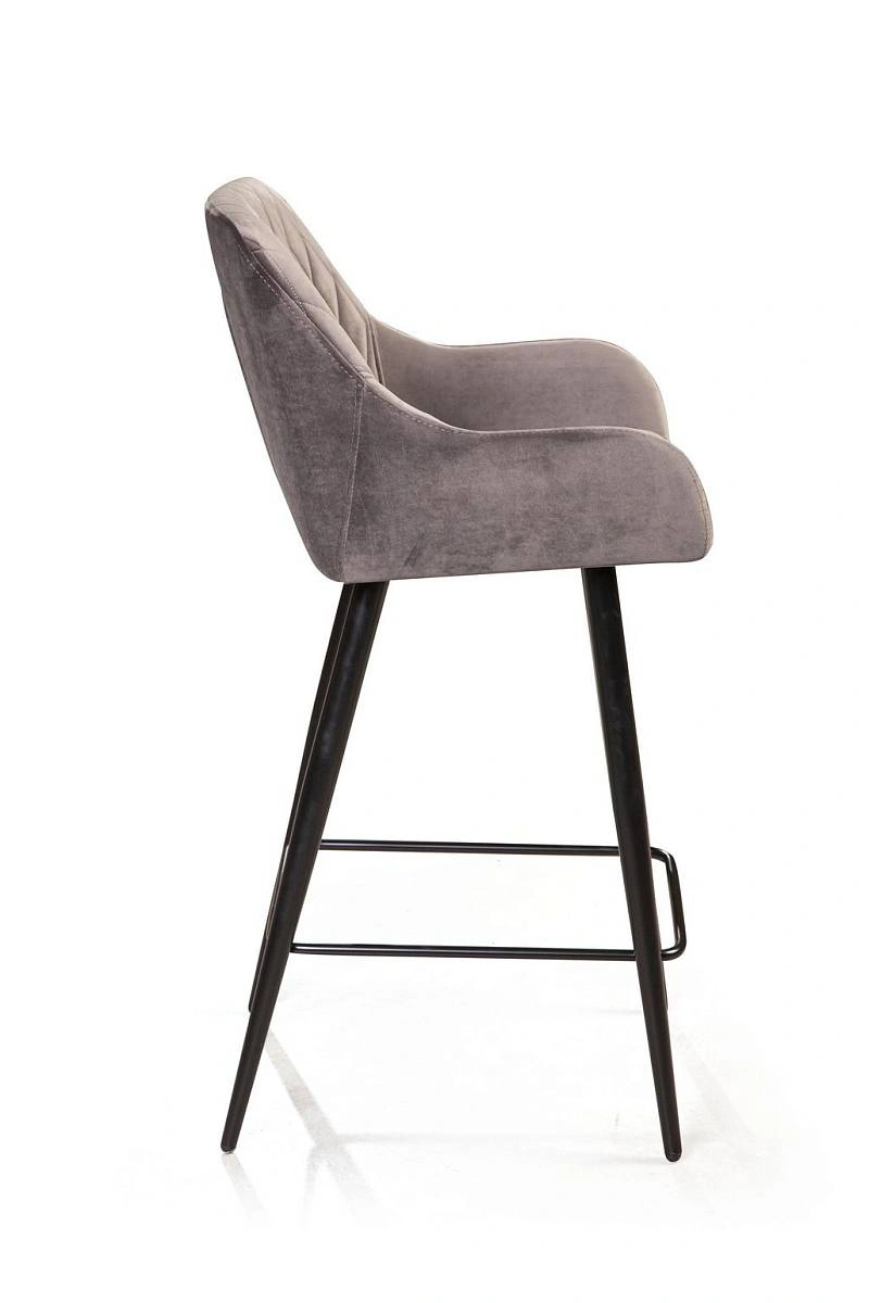 Стул полубарный Robert поворотный 360 градусов, бархат светло-серый 26 фото