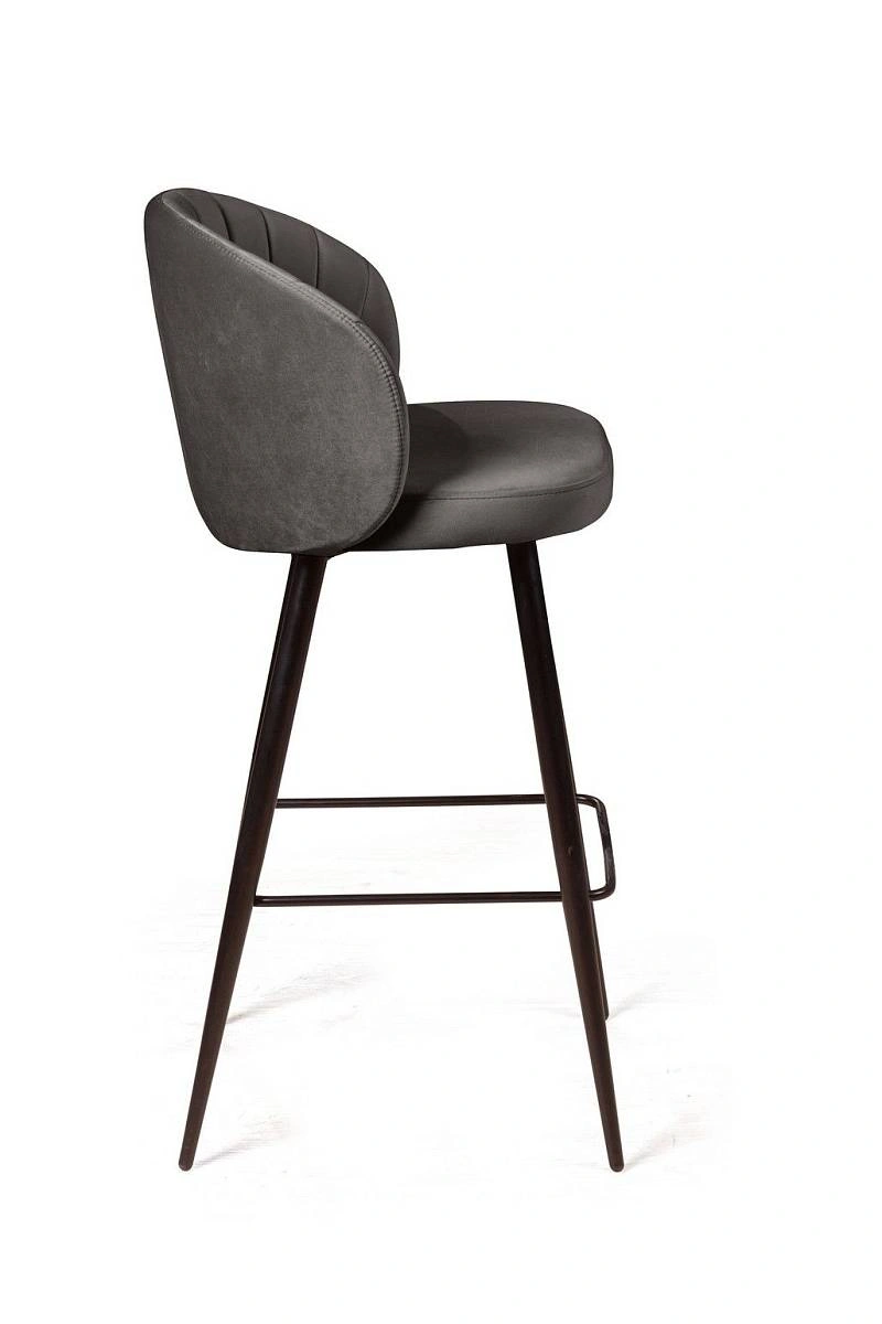 Стул барный Mont Blanc, бархат антрацит 14 / черный конус изображение Стул барный Mont Blanc, бархат антрацит 14 / черный конус фото