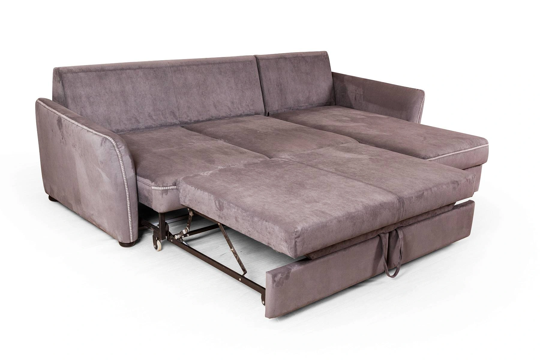 Marco диван-кровать с шезлонгом замша серый изображение Marco диван-кровать с шезлонгом замша серый фото