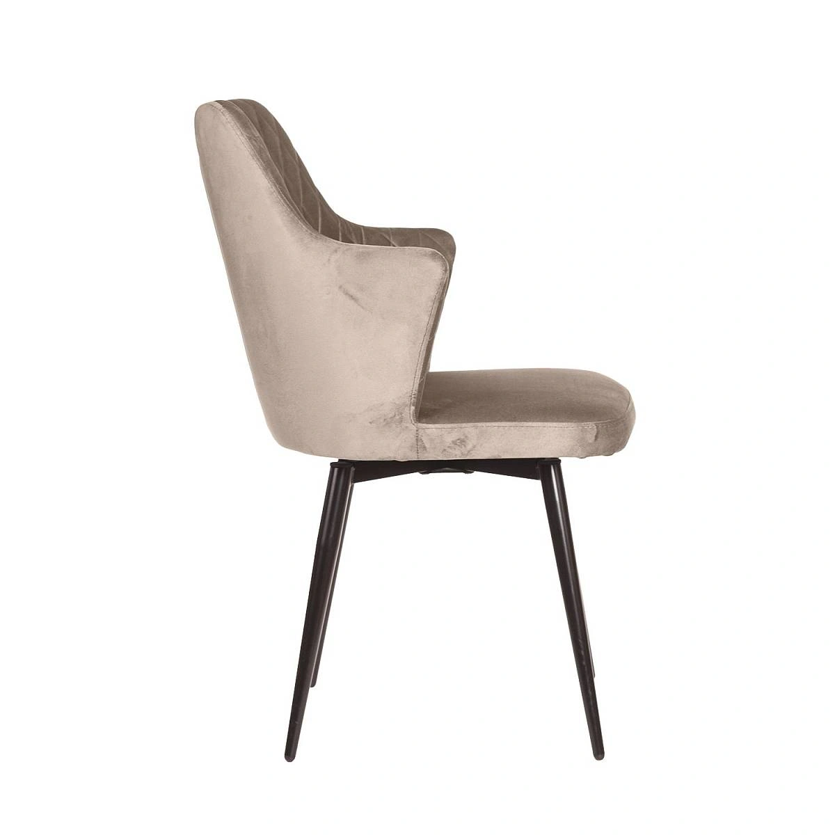 Стул поворотный на 360 градусов Hunt ромб, комплект (4шт), бархат пепельно-бежевый 25 / чёрный конус изображение Стул поворотный на 360 градусов Hunt ромб, комплект (4шт), бархат пепельно-бежевый 25 / чёрный конус фото