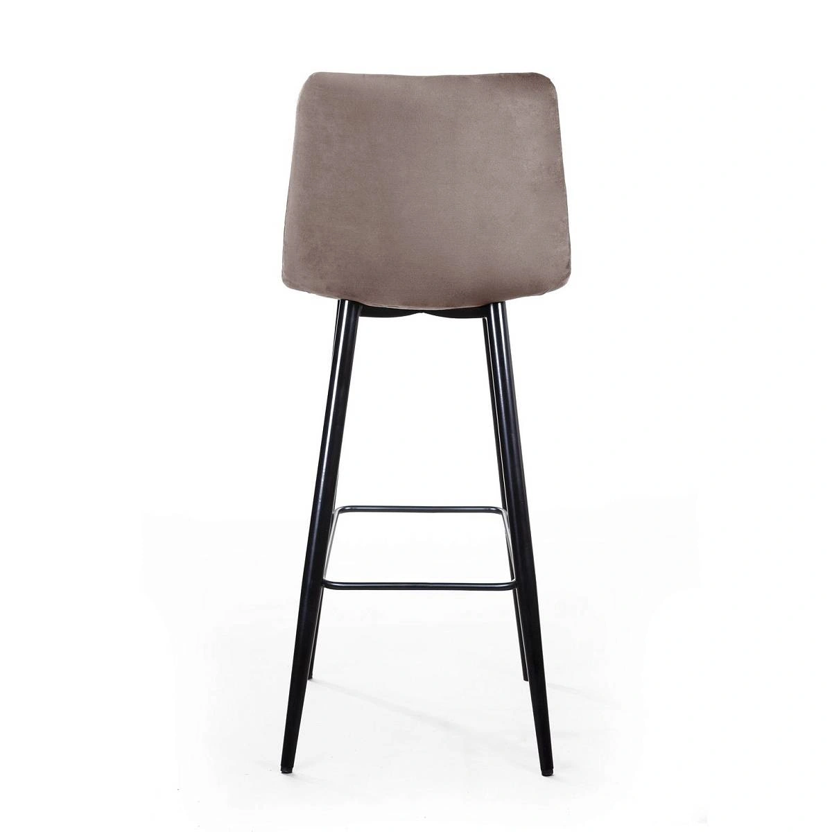 Стул барный UNO, бархат пепельно-бежевый 25 / чёрный конус изображение Стул барный UNO, бархат пепельно-бежевый 25 / чёрный конус фото