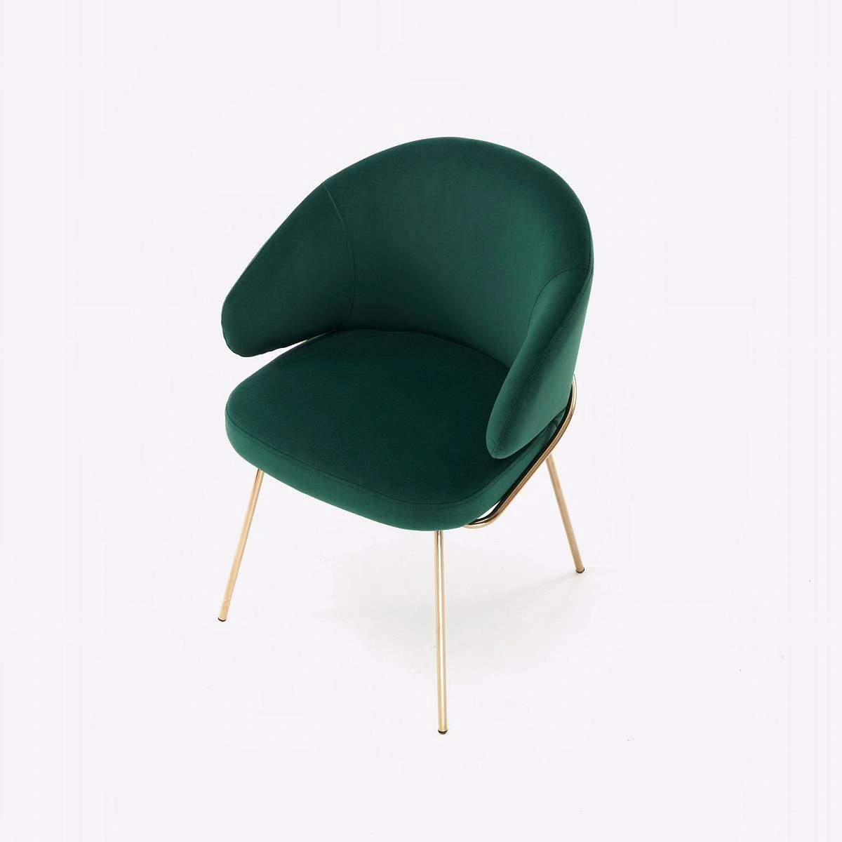 Стул с подлокотниками Garda, микровелюр зеленый, опоры золото фото