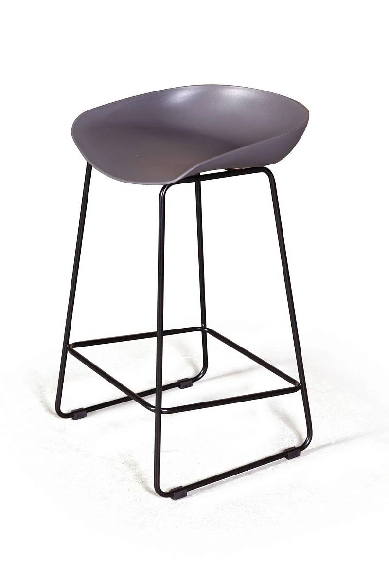 Стул полубарный Leo пластик серый изображение Стул полубарный Leo пластик серый фото