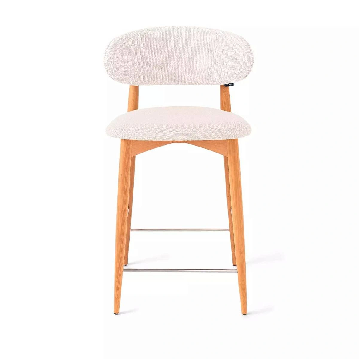 Стул полубарный Paolo, бук натуральный, ткань, белый изображение Стул полубарный Paolo, бук натуральный, ткань, белый фото