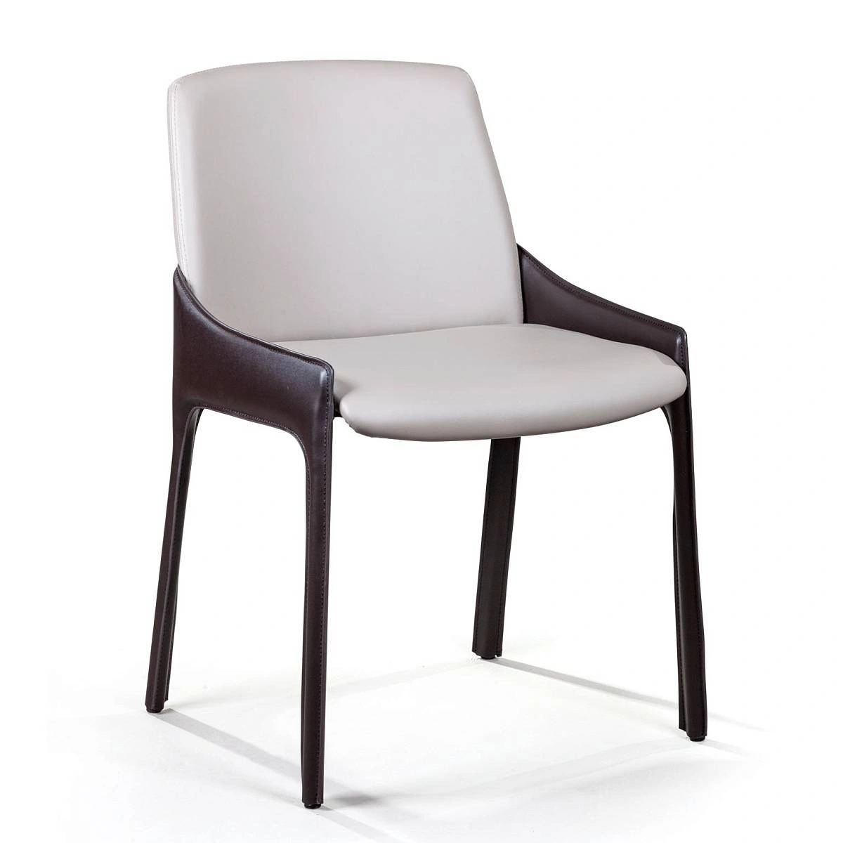 Стул Cosmo, кожа коричневый + экокожа серый изображение Стул Cosmo, кожа коричневый + экокожа серый фото