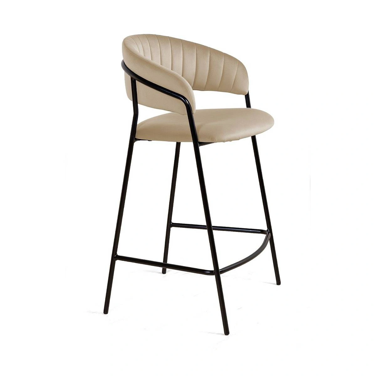 Стул полубарный Kelly, бархат бежевый 5 фото