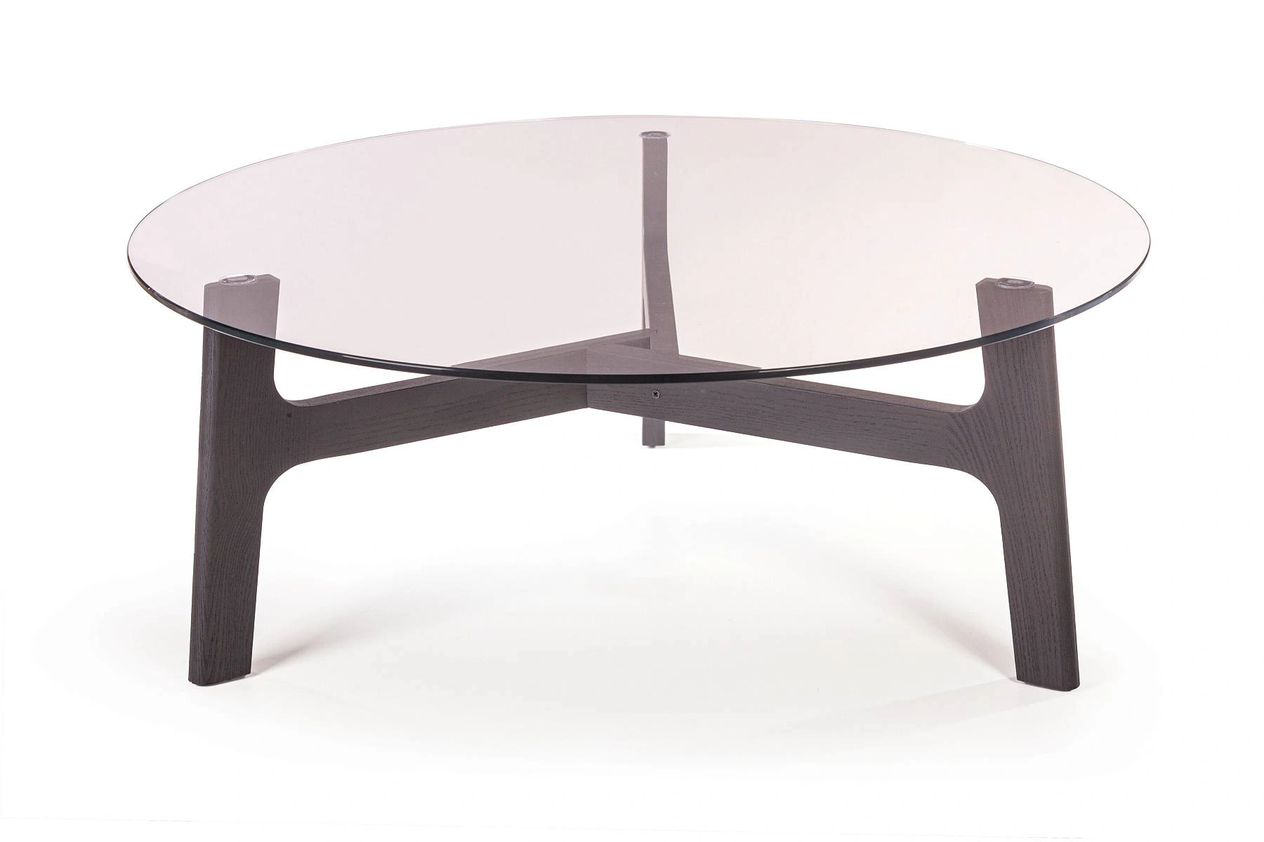 Журнальный столик Woddy D900 массив + стекло / опоры черничный шоколад изображение Журнальный столик Woddy D900 массив + стекло / опоры черничный шоколад фото