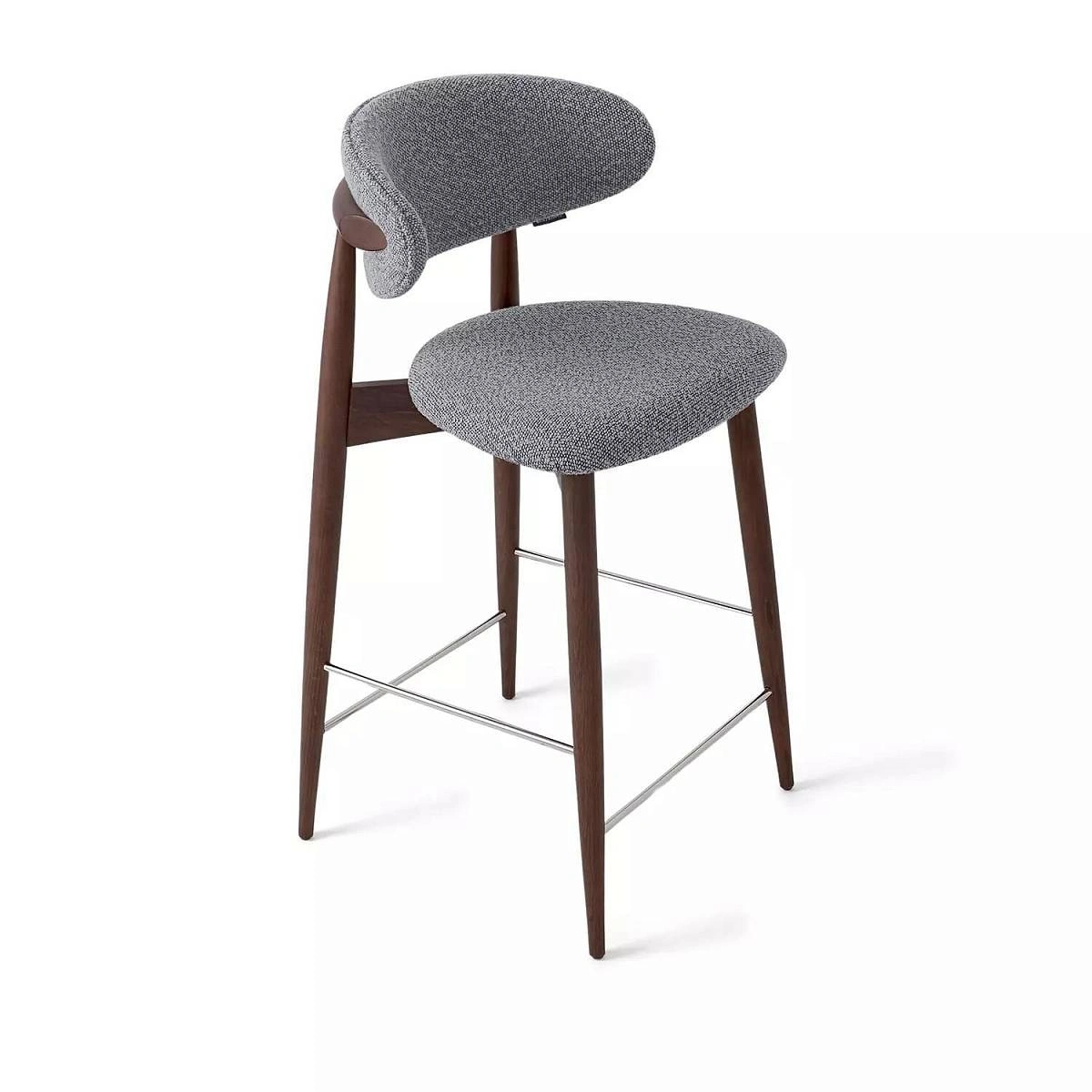 Стул полубарный Paolo, бук натуральный (тонированный коричневым лаком), ткань, серый изображение Стул полубарный Paolo, бук натуральный (тонированный коричневым лаком), ткань, серый фото