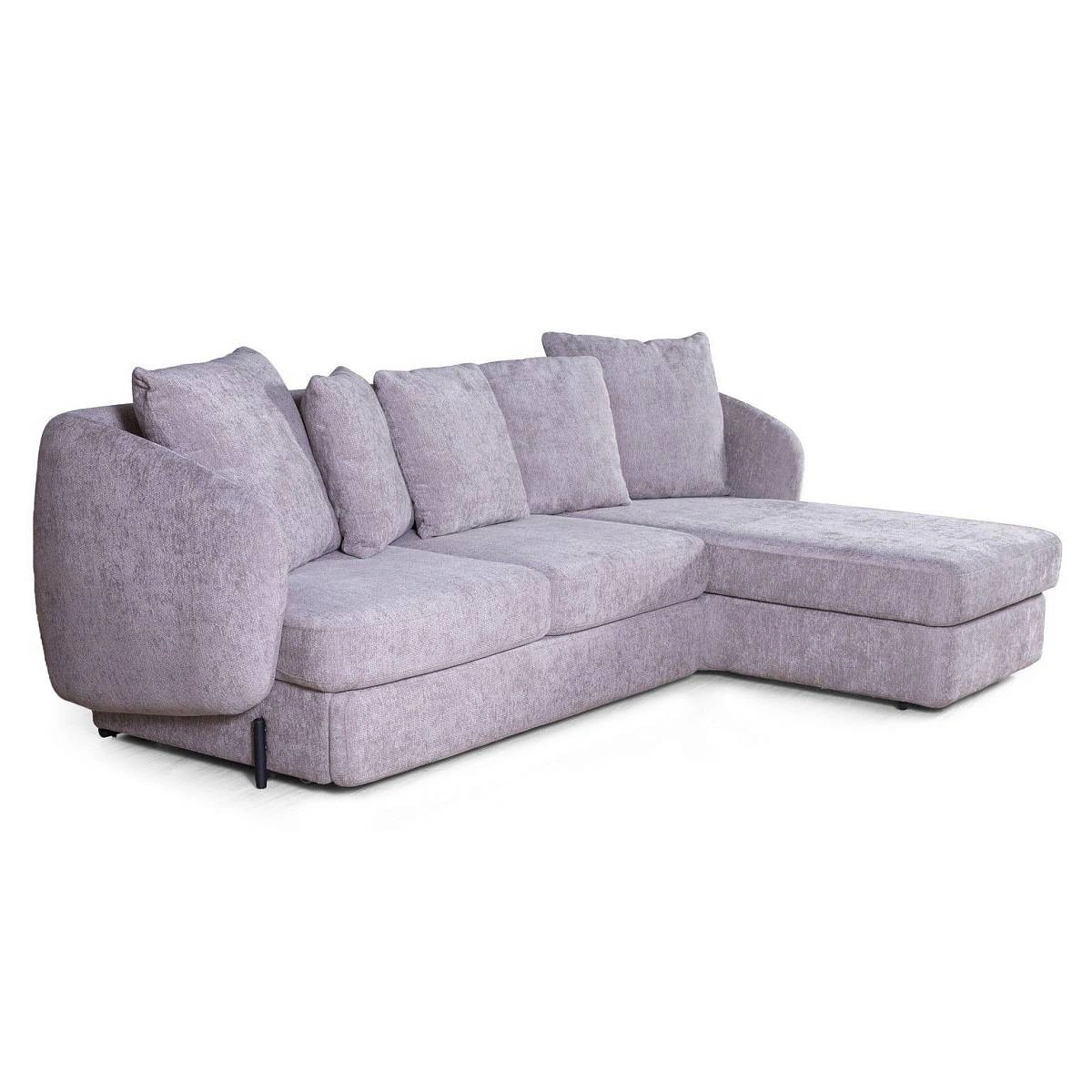 Бабл диван-кровать с шезлонгом, механизм «дельфин», шенилл Reef silver фото